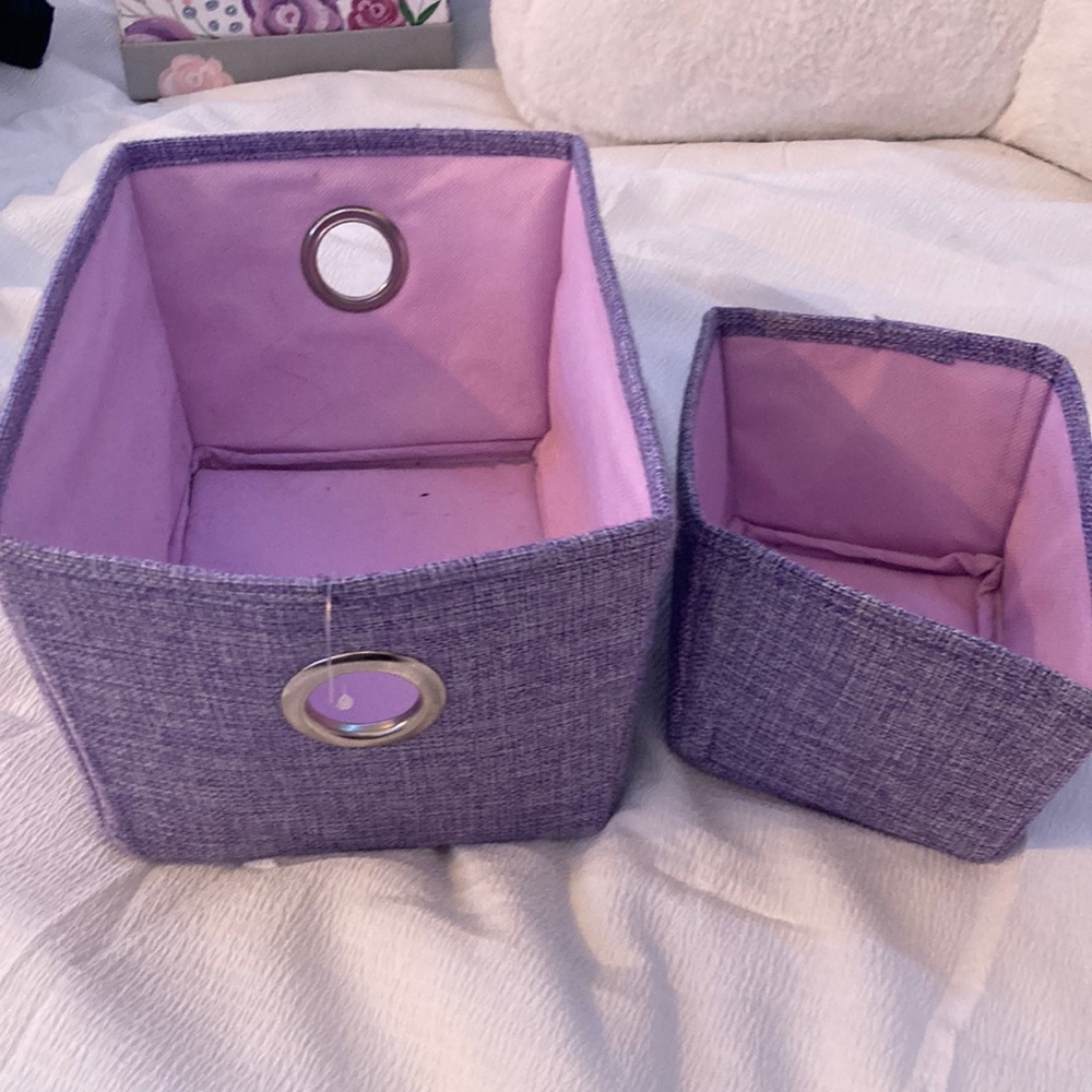 Purple fabric boxes